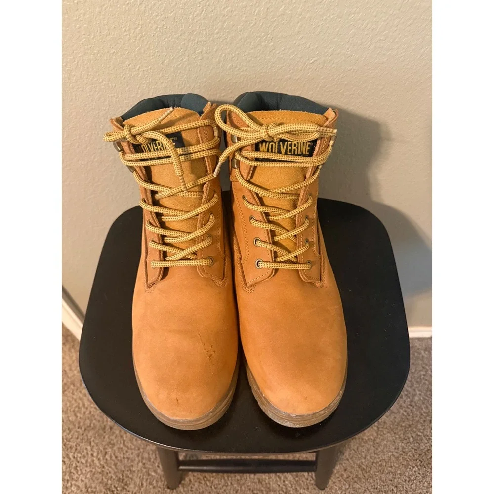 Wolverine Mens W01038 Wheat Leather Lace Up Ankle Work Boots Wide 12W